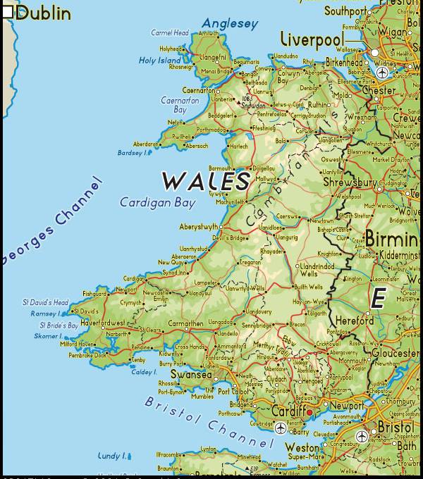 威尔士地图