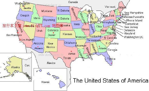美国行政区划地图