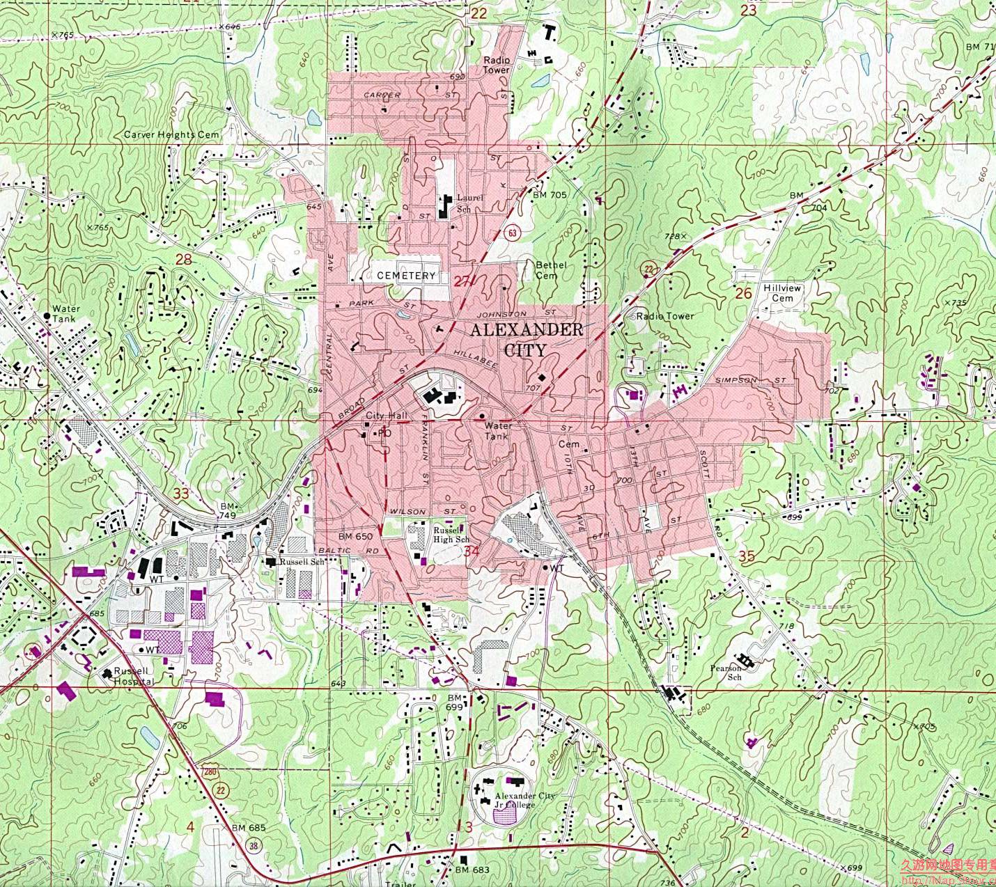 美国Alabama州Alexander城区图