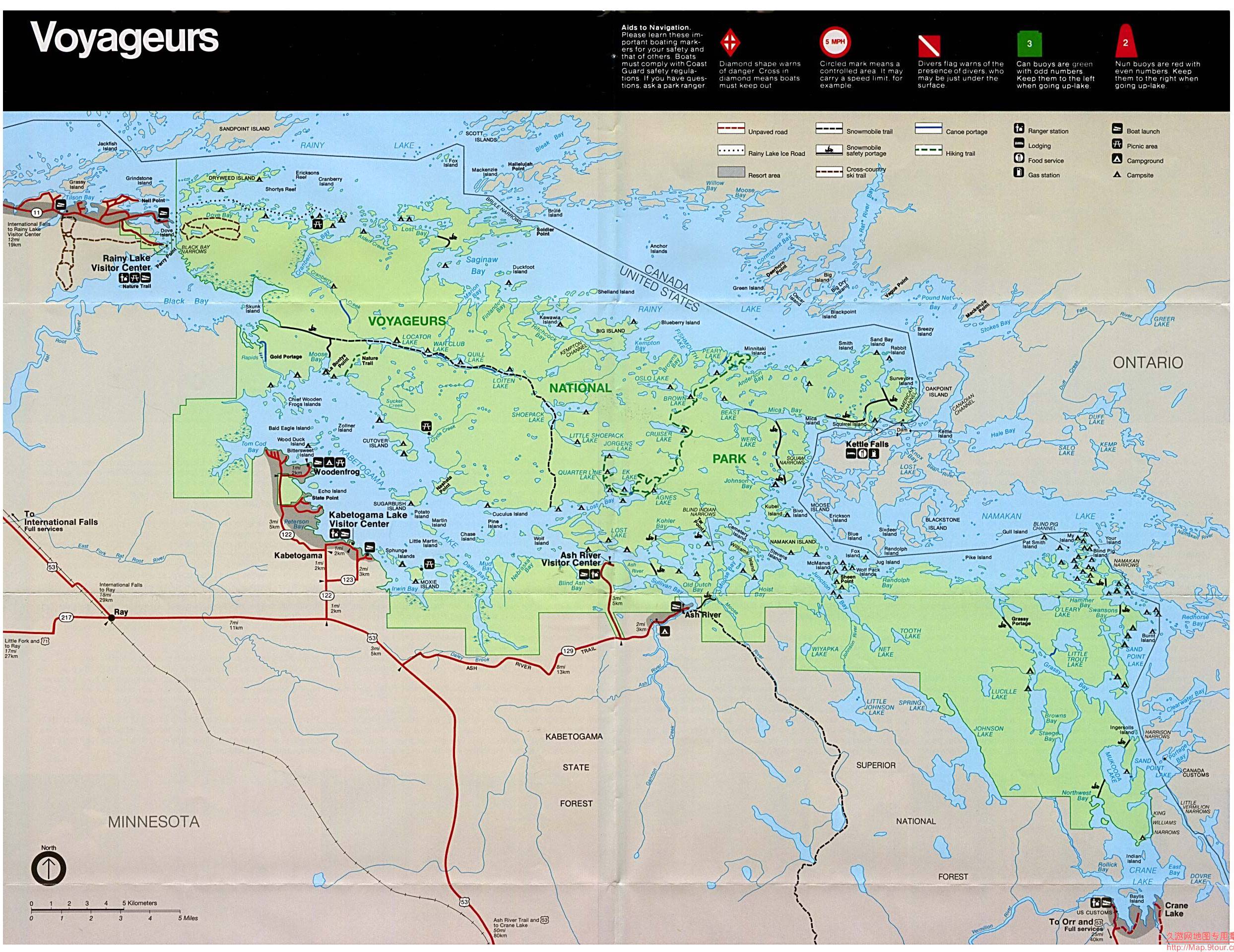 美国Minnesota州Voyageure国家公园地图