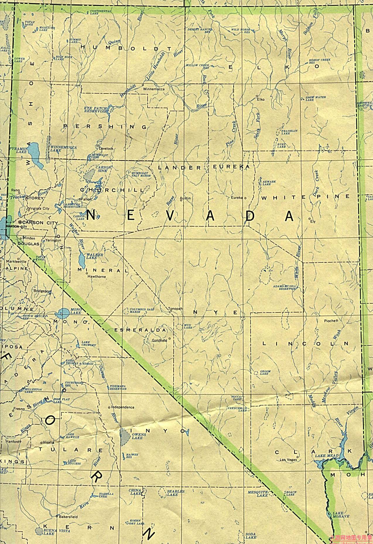 美国Nevada州政区图
