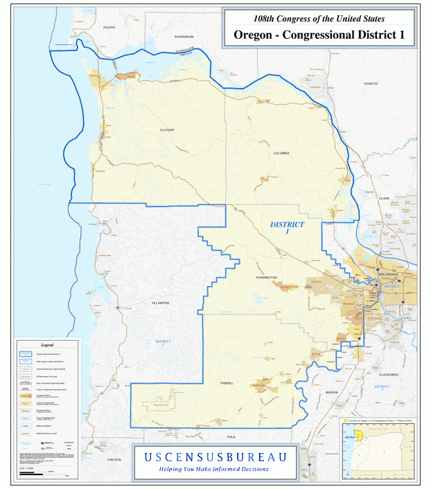 俄勒冈州地图(Oregon)