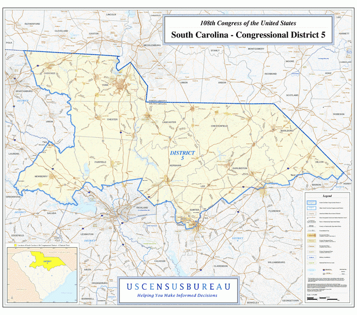 南卡罗来纳州地图(South Carolina)