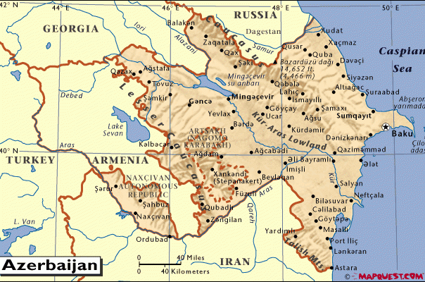 阿塞拜疆英文地图
