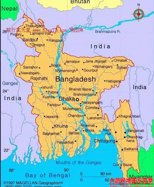 孟加拉地图,孟加拉国地图高清中文版