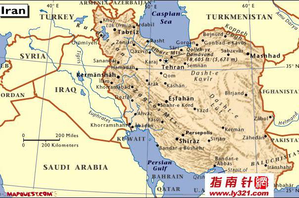 伊朗英文地图