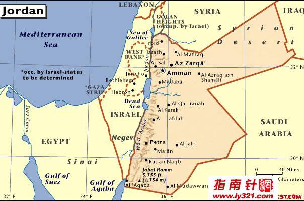 约旦英文地图